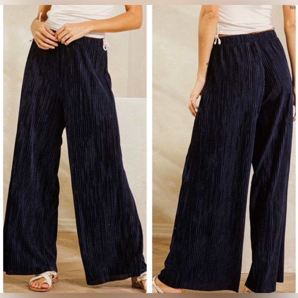 Ces Femme - NWT -Navy Corduroy Palazzo Pants- Multiple Sizes: SM, M, & L